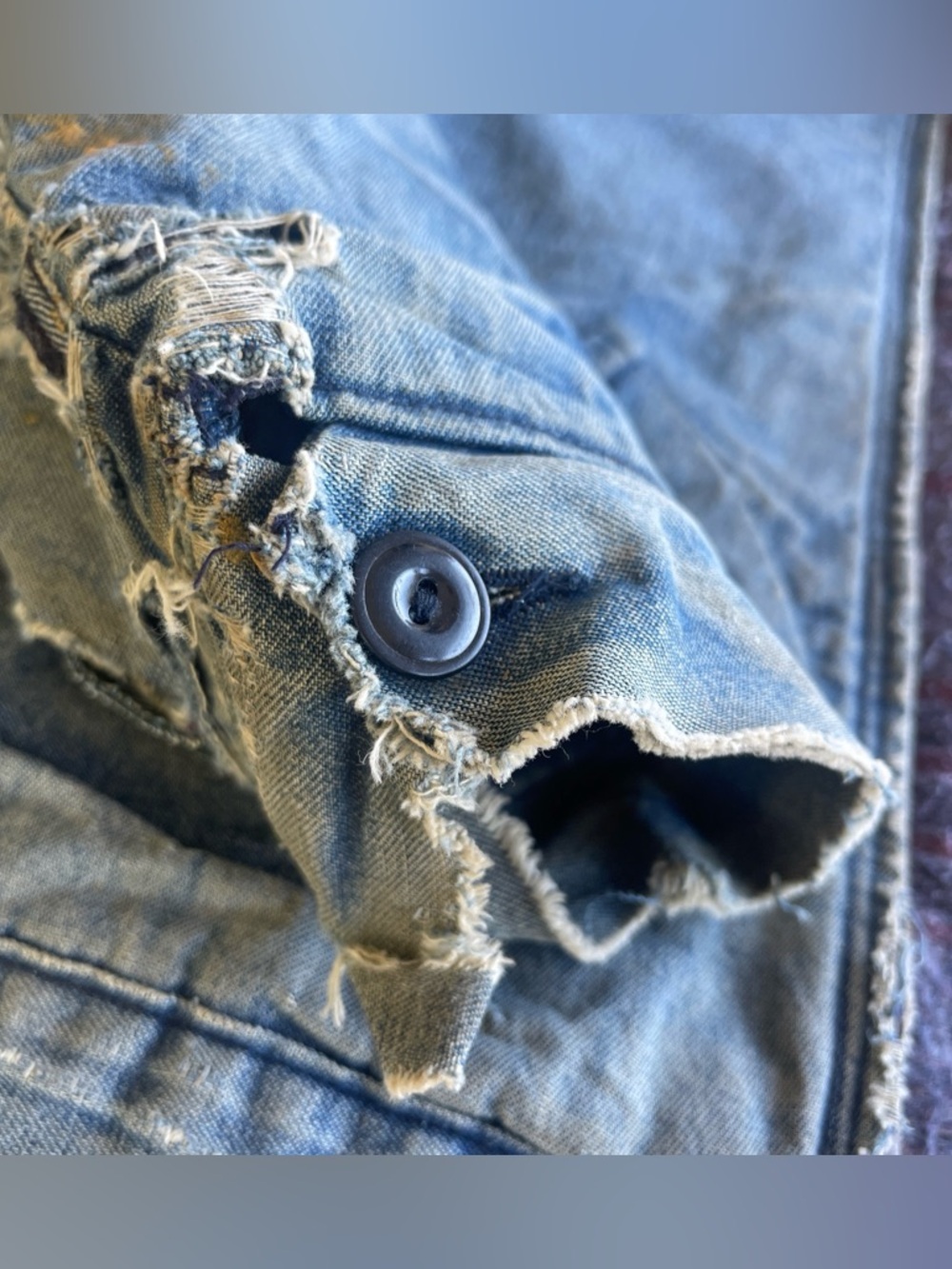 Vintage Big Ben Wrangler Denim Bomber Jacket M Chore Coat Workwear Distressed - Picture 13 of 16